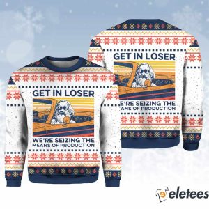 Karl Marx Get In Loser Ugly Christmas Sweater 1