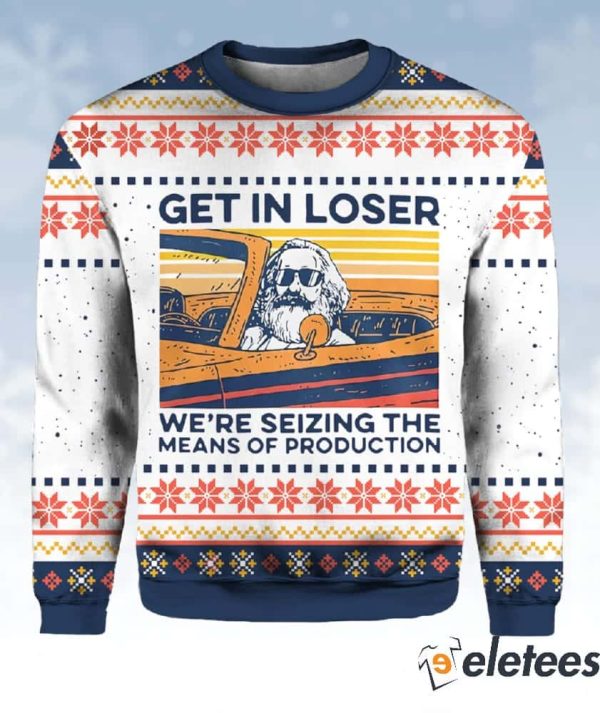 Karl Marx Get In Loser Ugly Christmas Sweater