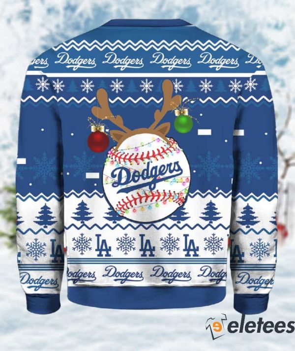 LA Dodgers Reindeer Ugly Christmas Sweater