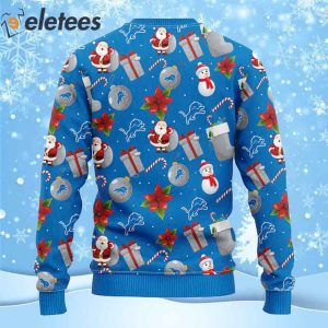 Lions Football Santa Claus Snowman Ugly Christmas Sweater 2