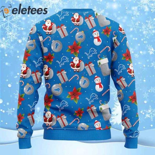 Lions Football Santa Claus Snowman Ugly Christmas Sweater