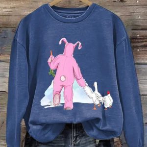 Matthew Perry Pink Bunny And Chicken Sweatshirt 3