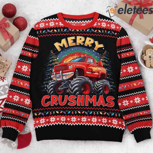 Merry Crushmas Monster Truck Christmas Ugly Sweater