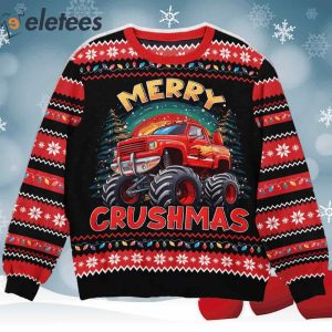 Merry Crushmas Monster Truck Christmas Ugly Sweater1