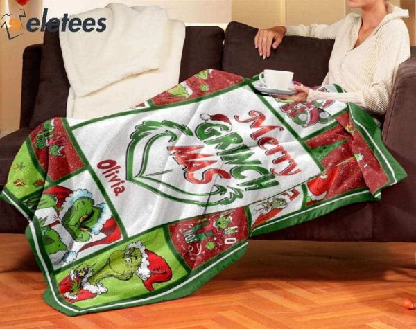 Merry Grinchmas Custom Name Blanket