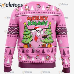 Merry Xmas Courage The Cowardly Dog Ugly Christmas Sweater1