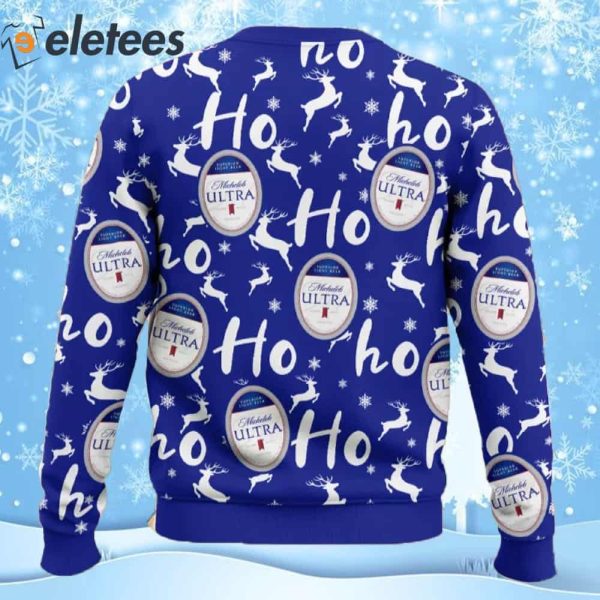Michelob Ultra Christmas Hohoho Reindeer Pattern Ugly Sweater