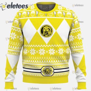 Mighty Morphin Yellow Ranger Power Rangers Ugly Christmas Sweater