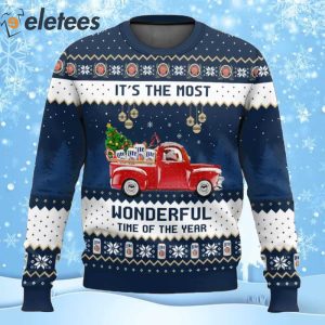Miller Lite It's The Most Wonderful Time For A Beer Ugly Christmas Sweater
