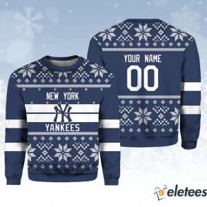 NY Yankees Custom Name Ugly Christmas Sweater
