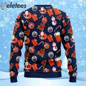 Oilers Hockey Santa Claus Snowman Ugly Christmas Sweater 2