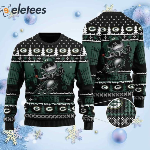 Packers Jack Skellington Halloween Knitted Ugly Christmas Sweater
