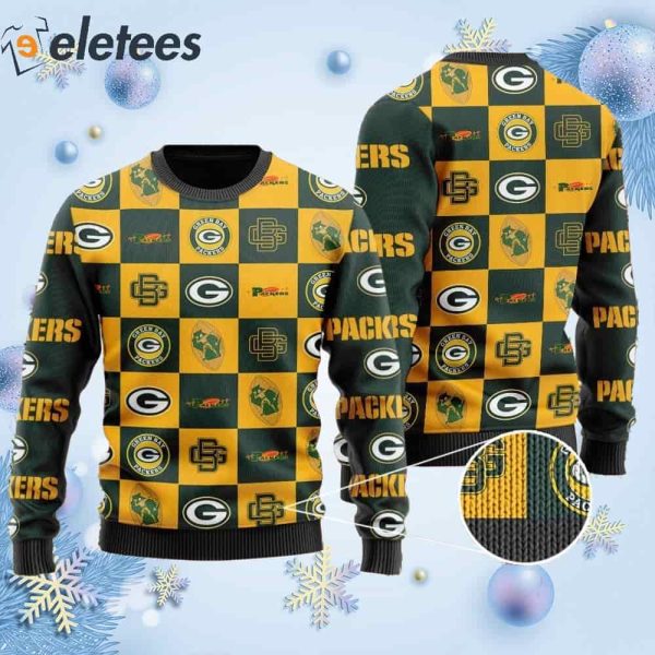 Packers Logo Checkered Flannel Design Knitted Ugly Christmas Sweater