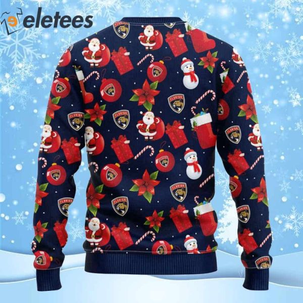 Panthers Hockey Santa Claus Snowman Ugly Christmas Sweater