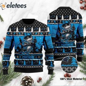 Panthers Jack Skellington Halloween Knitted Ugly Christmas Sweater1