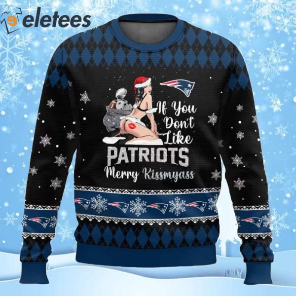 Patriots Football Merry Kissmyass Ugly Christmas Sweater