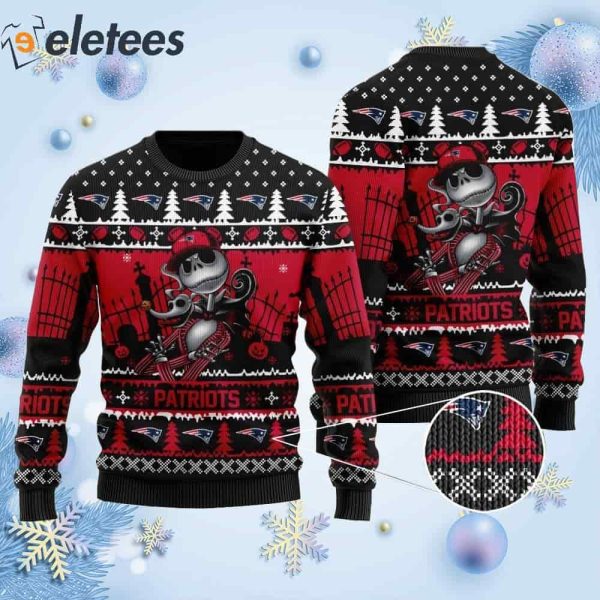 Patriots Jack Skellington Halloween Knitted Ugly Christmas Sweater