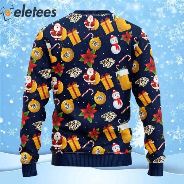 Predators Hockey Santa Claus Snowman Ugly Christmas Sweater