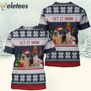 Pug Dog Let It Snow Christmas 3D Full Print Shirt