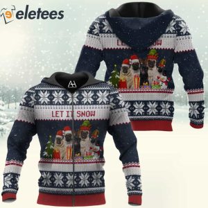Pug Dog Let It Snow Christmas 3D Full Print Shirt 4