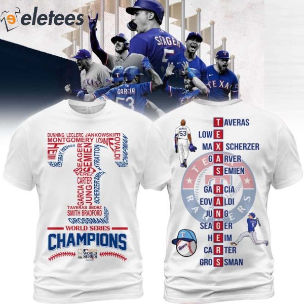 Rangers World Series Champs 2023 Texas Baseball 2 Sided Shirt