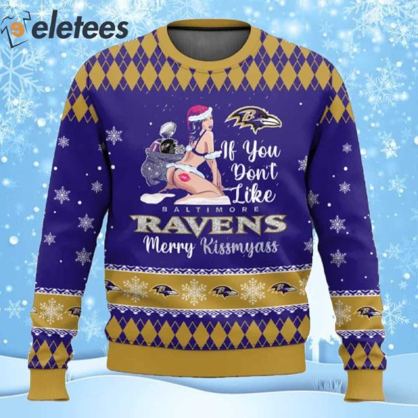 Ravens Football Merry Kissmyass Ugly Christmas Sweater