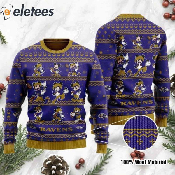 Ravens Mickey Mouse Knitted Ugly Christmas Sweater