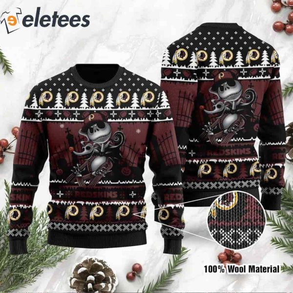 Redskins Jack Skellington Halloween Knitted Ugly Christmas Sweater