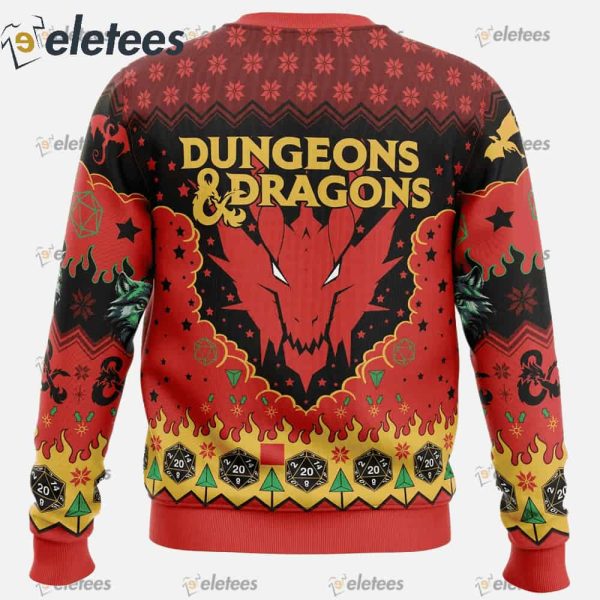Ruby Dragon Dungeons and Dragons Ugly Christmas Sweater