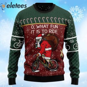 Santa Cycling What Fun It Is To Ride Ugly Christmas Sweater