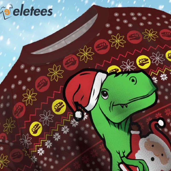 Santa Dinosaur Christmas Ugly Sweater