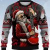 Santa Guitar Rock Ugly Christmas Sweater