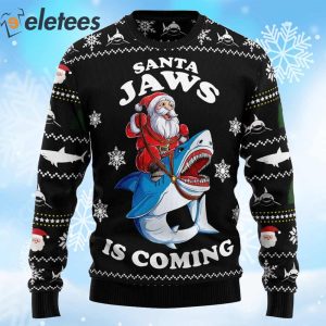 Santa Jaws Is Coming Christmas Ugly Sweater