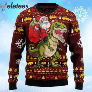 Santa riding t rex sweater sale