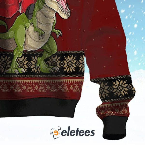 Santa and Tyrannosaurus Ugly Christmas Sweater