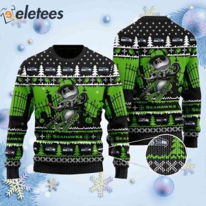 Seahawks Jack Skellington Halloween Knitted Ugly Christmas Sweater