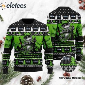 Seahawks Jack Skellington Halloween Knitted Ugly Christmas Sweater1