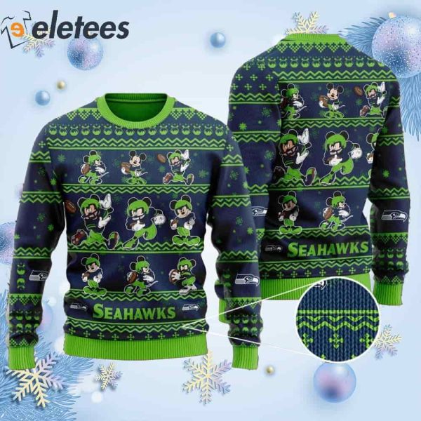 Seahawks Mickey Mouse Knitted Ugly Christmas Sweater
