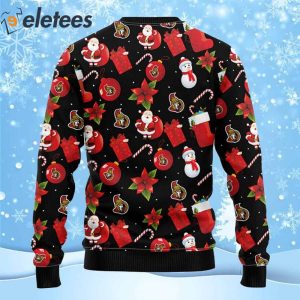 Senators Hockey Santa Claus Snowman Ugly Christmas Sweater 2