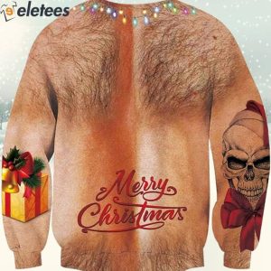 Skull Bell Hairy Chest Merry Christmas Ugly Sweater 2