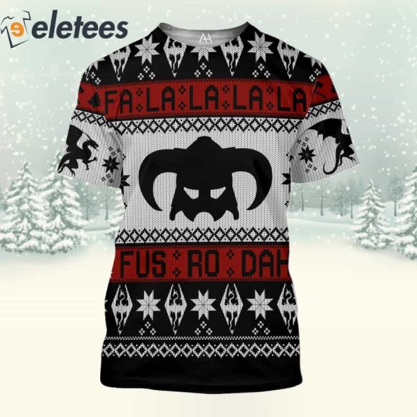 Skyrim Falalala Christmas 3D All Over Print Shirt