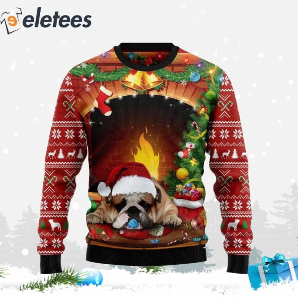 Sleeping Bulldog Ugly Christmas Sweater