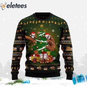 Sloth Christmas Tree Ugly Christmas Sweater