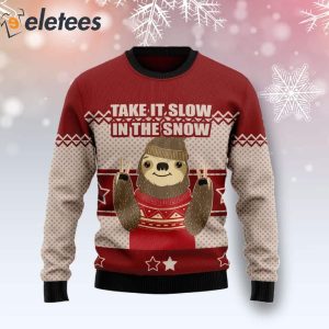 Sloth Take It Slow Ugly Christmas Sweater