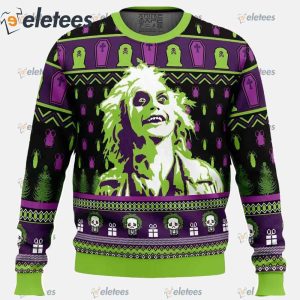 Smile Beetlejuice Ugly Christmas Sweater