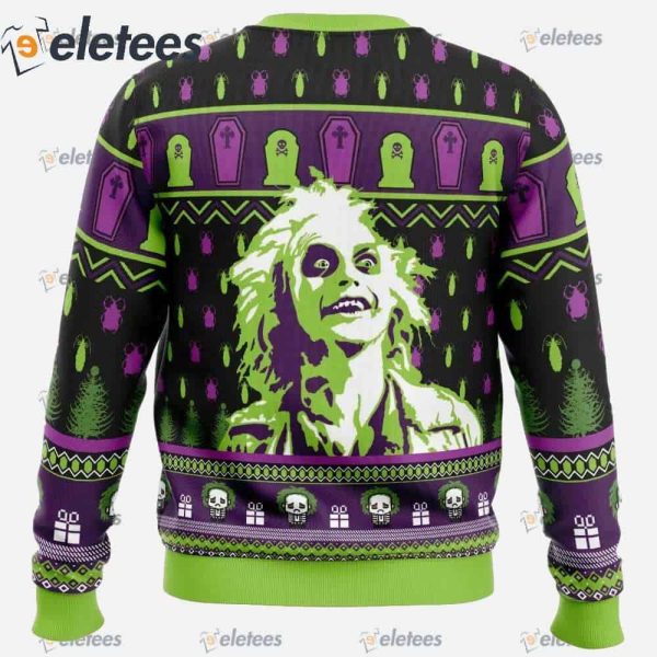 Smile Beetlejuice Ugly Christmas Sweater