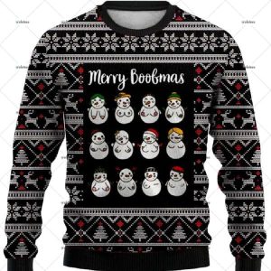 Snowman Merry Boobmas Ugly Christmas Sweater