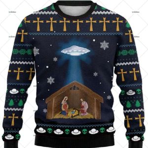 Spaceship Jesus Ugly Christmas Sweater