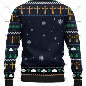 Spaceship Jesus Ugly Christmas Sweater 2