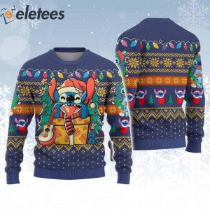 Stitch Santa With Guitar Xmas Gift Ugly Christmas Sweater